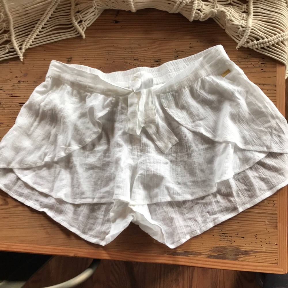 White coverup shorts linen